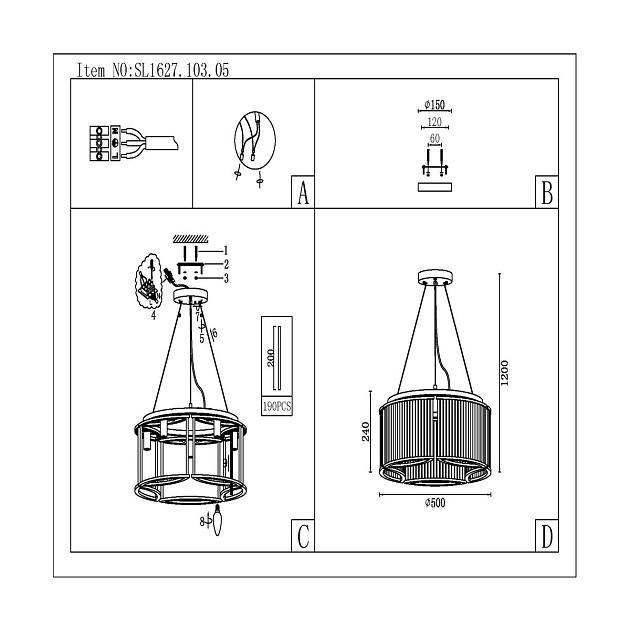 Подвесная люстра ST Luce Velletri SL1627.103.05 Фото № 2