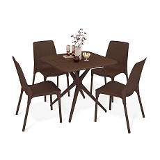 Обеденная группа Sheffilton SHT-DS206 коричневый/коричневый муар 4908663501