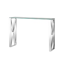 Консоль Stool Group КРОСС 115х30 прозрачное стекло сталь серебро ECST-008