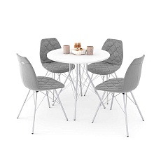 Обеденная группа Sheffilton SHT-DS142 серый туман/белый/хром лак 8974234301