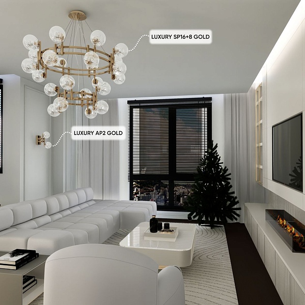 Подвесная люстра Crystal Lux Luxury SP16+8 Gold Фото № 5