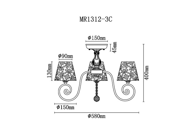 Потолочная люстра MyFar Ceiling Luna MR1312-3C Фото № 2