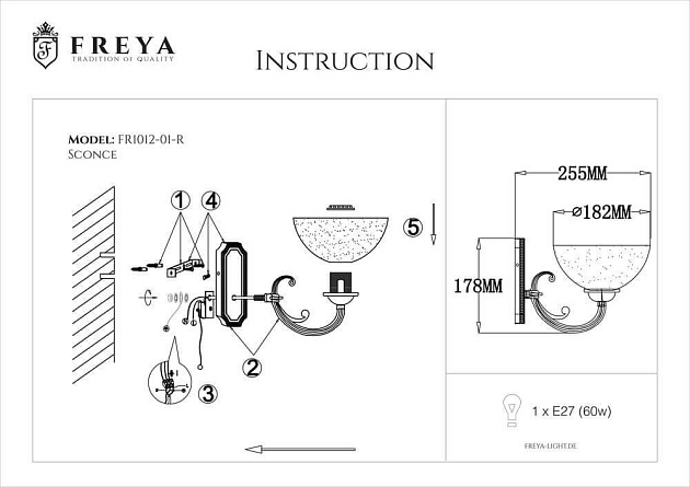 Бра Freya Herbert FR2012-WL-01-BZ Фото № 4