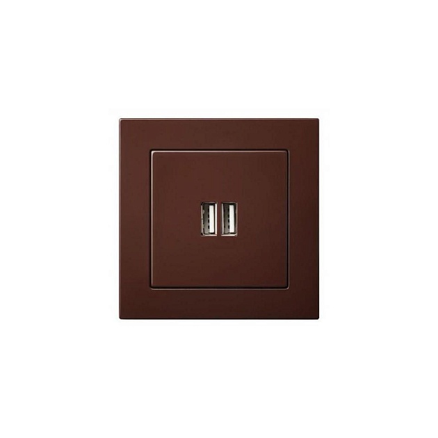 Розетка 2xUSB Liregus Epsilon коричневый 28-1453 Фото № 1