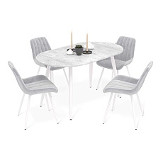 Обеденная группа Sheffilton SHT-DS219 мрамор прем. светл./сер.обл./бел.муар 9451183601