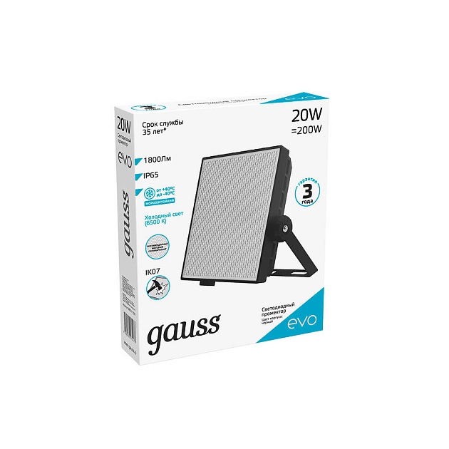 Прожектор светодиодный Gauss Evo 20W 6500К 687511320 Фото № 2