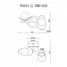 Бра iLedex Savage W4641-2 MBK+SGD 1