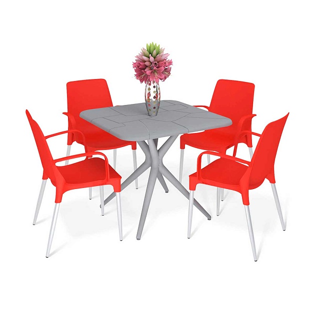 Обеденная группа Sheffilton SHT-DS210 серый/красный/хром лак 3167767901 изображение 1 Обеденная группа Sheffilton SHT-DS210 серый/красный/хром лак 3167767901 Фото № 1