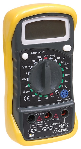 Мультиметр цифровой MASTER MAS838L IEK TMD-3L-838 Фото № 1
