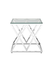Журнальный стол Stool Group Инсигния 55*55 прозрачное стекло/сталь серебро УТ000001506 3