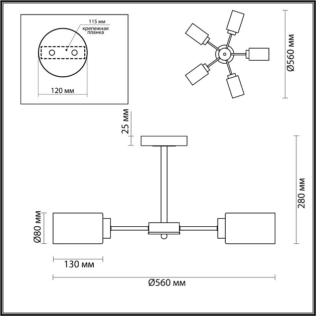 Потолочная люстра Lumion Comfi Dallin 5640/5C Фото № 2