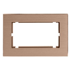 Рамка 2-местная (без перемычки), металл, STEKKER, MFR00-7012-02, серия Катрин, шампань 50030