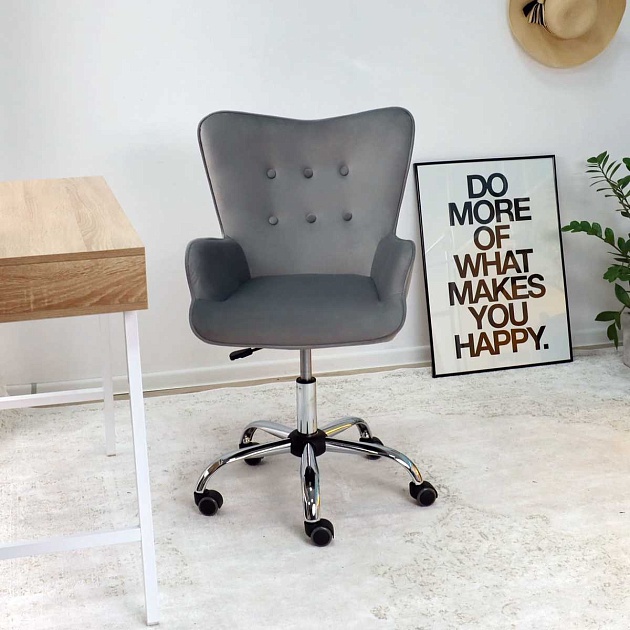 Поворотное кресло AksHome Bella серый, велюр 61453 Фото № 6